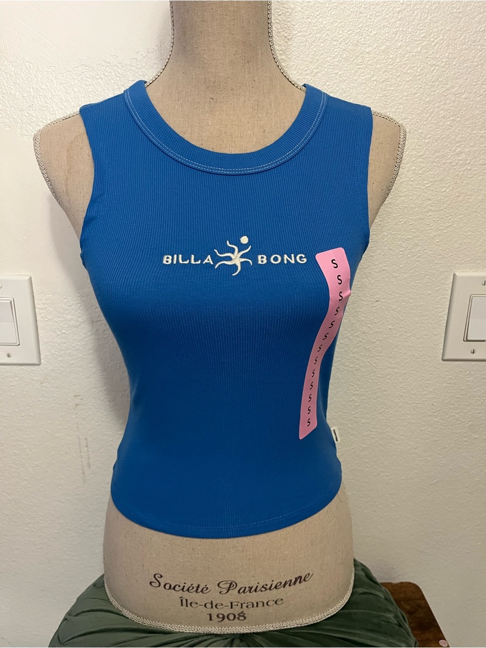 Billabong Royal Blue Ribbed Tank with Pink Accent